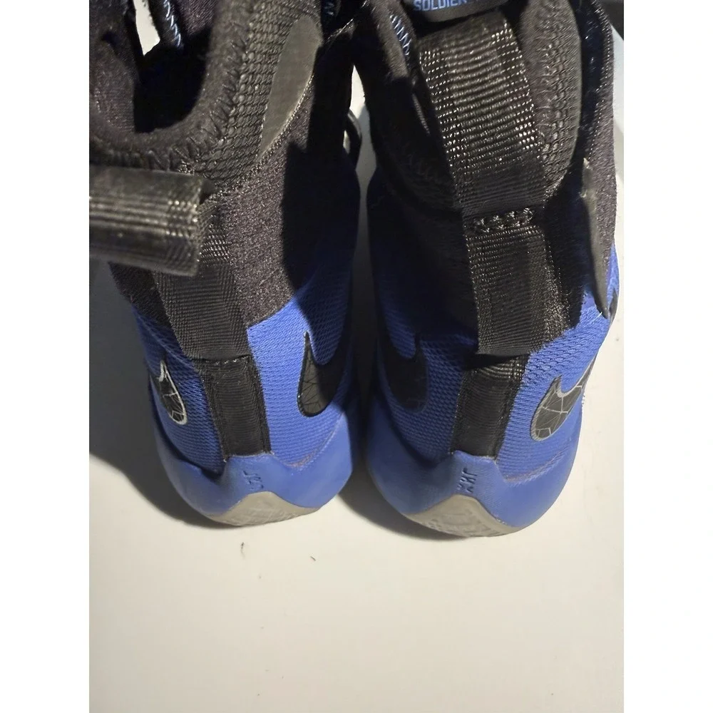 Nike LeBron Soldier 10 Basketball Shoes Men Black Blue Strap High Top Sneakers